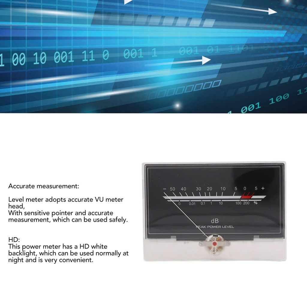 เครื่องขยายเสียง DB Meter VU เครื่องวัดระดับ VU Meter LED สีขาว Backlit การวัดที่แม่นยํา Power Ampli