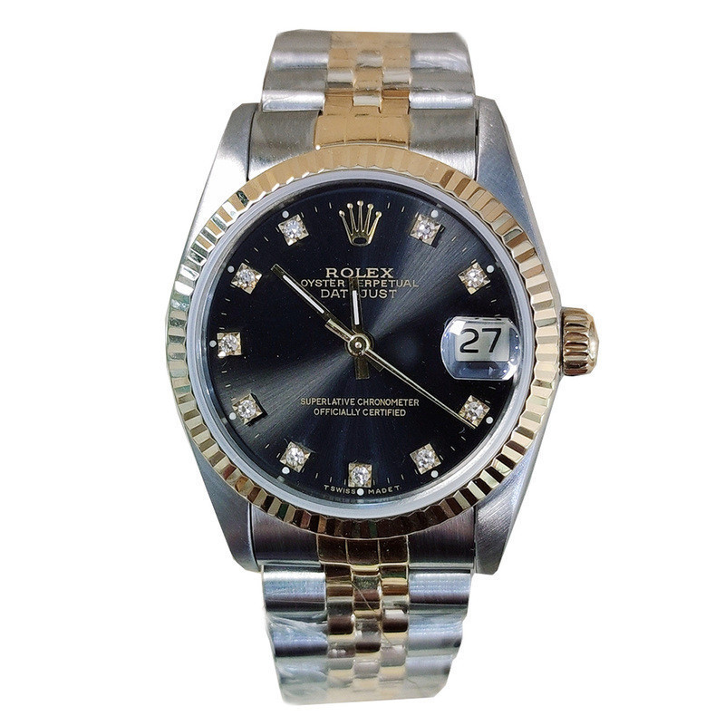 Rolex Rolex นาฬิกาผู้หญิง Log ประเภท 31 นาฬิกาเส้นผ่านศูนย์กลางหน้าปัดสีดํา Original Diamond นาฬิกาก