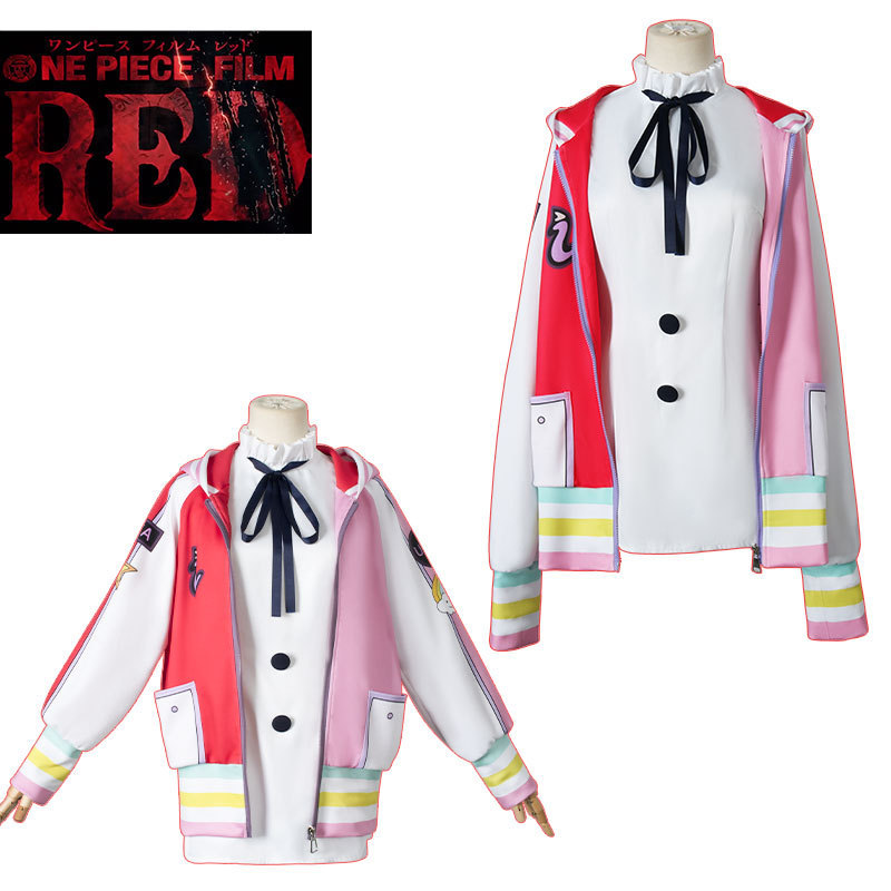 เสื้อ Cosplay Uta จากเรื่อง One Piece สีแดง พร้อมเครื่องแต่งกาย Theatrical สำหรับคอสเพลย์