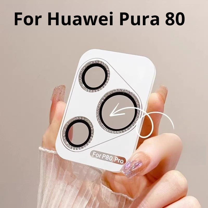 สําหรับ Huawei Pura 80 Pro + Pro Ultra Diamond เลนส์กล้องกระจกนิรภัย ฝาครอบโลหะ แหวนฝาครอบกล้อง