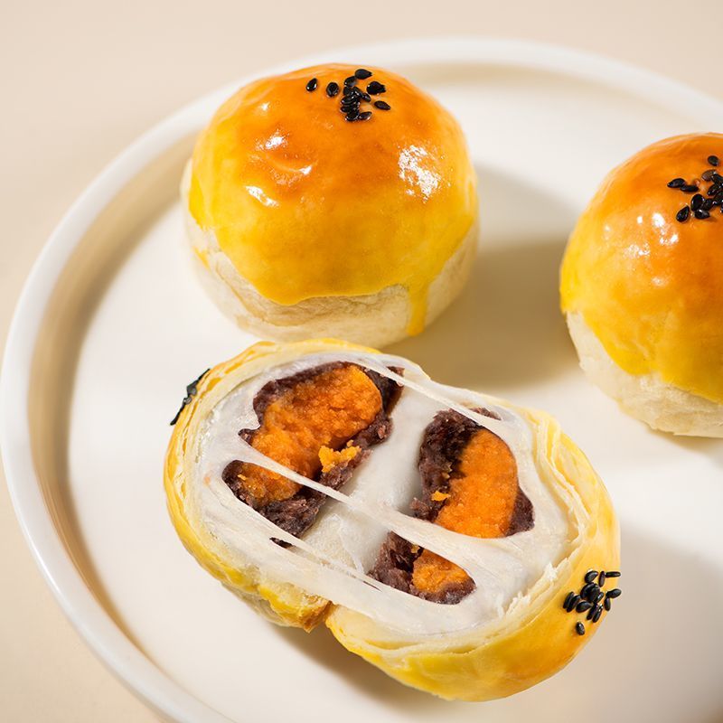 2026 สไตล์ใหม่ Xuanma ไข่แดงกรอบ Spree 18 ชิ้นไข่แดงกรอบ Xuemei Niang กล่องของขวัญขนมแบบดั้งเดิมปีให