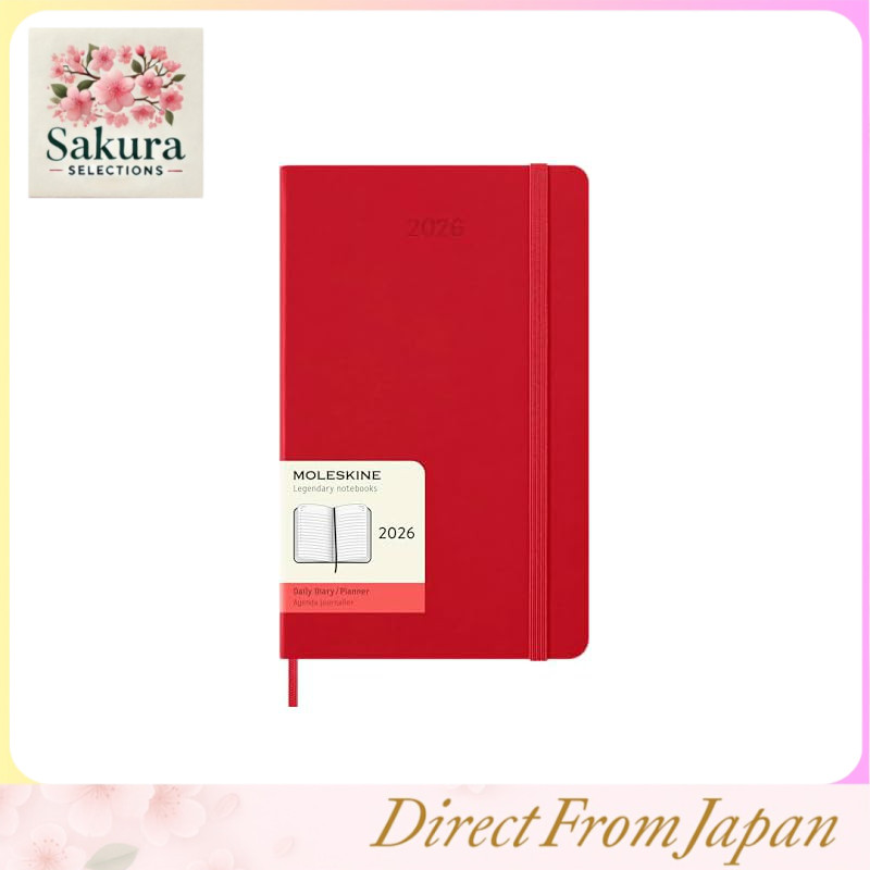 Moleskine Planner 2026 January Start 12-Month Daily Diary Large Size (13cm x 21cm) Hardcover Scarlet