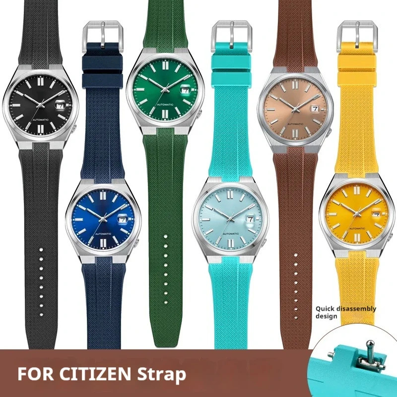 Fluoro สายยางสําหรับ Citizen NJ0150 NJ0151 0158 Quick Release Pin Buckle Men Soft FKM Sport กันน้ําเ