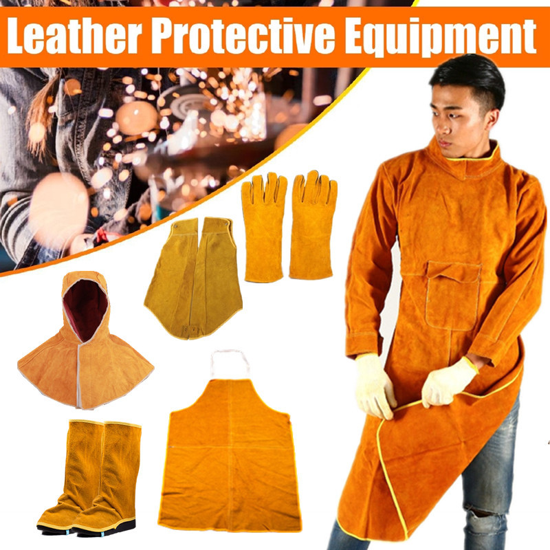【skokxinhnx】85cmเสื้อเชื่อมผ้ากันเปื้อนป้องกันเครื่องแต่งกาย cowhide หนังฉนวนกันความร้อน