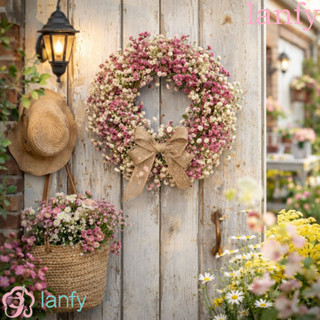 แลนฟี่ พวงหรีดยูคาลิปตัสที่มีสีสัน,ด้วยโบว์เหมือนจริงฤดูใบไม…