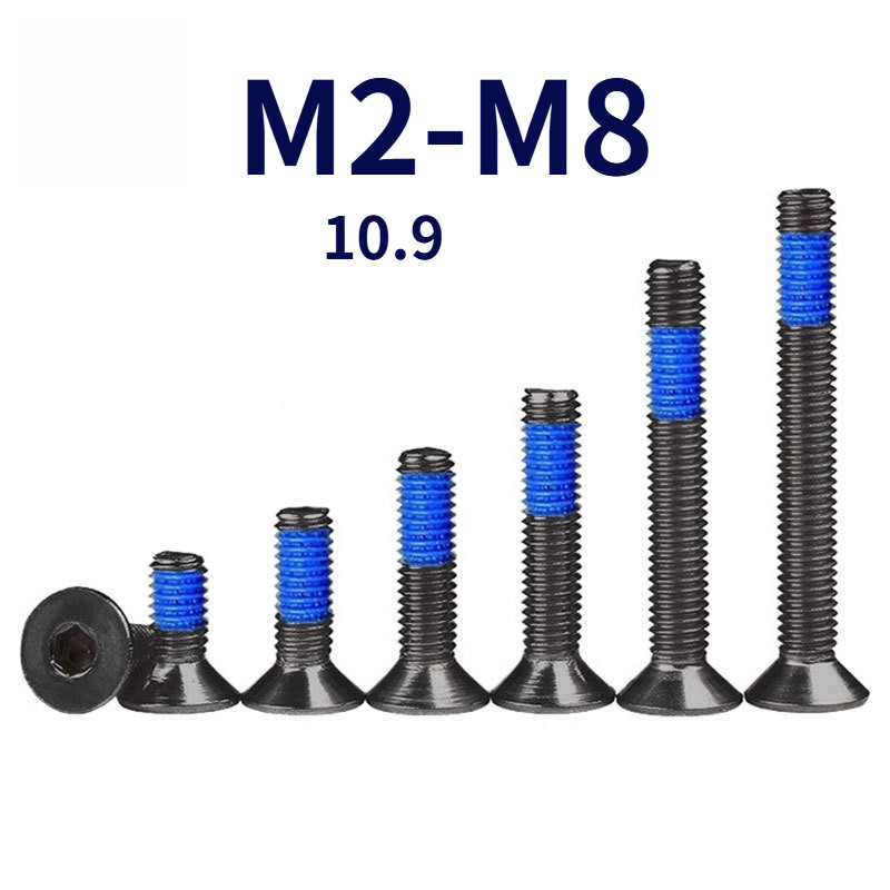 สกรูหัวจมเตเปอร์ น็อตดำ หัวจมเตเปอร์  เกรด 10.9 แข็งพิเศษ สกรูชุบแข็งดำ เกลียวมิล ตลอด  หยาบ M2M2.5M