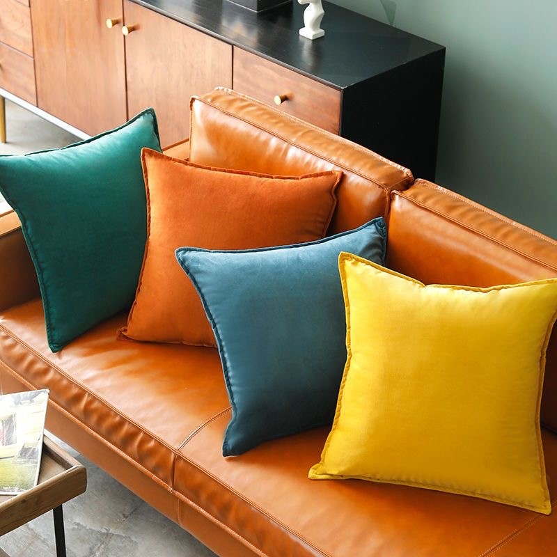 ที่ทันสมัยเรียบง่ายท่อขอบกํามะหยี่หมอนกรณีสีทึบอเนกประสงค์โซฟาปลอกหมอนอิงสําหรับที่นอน
