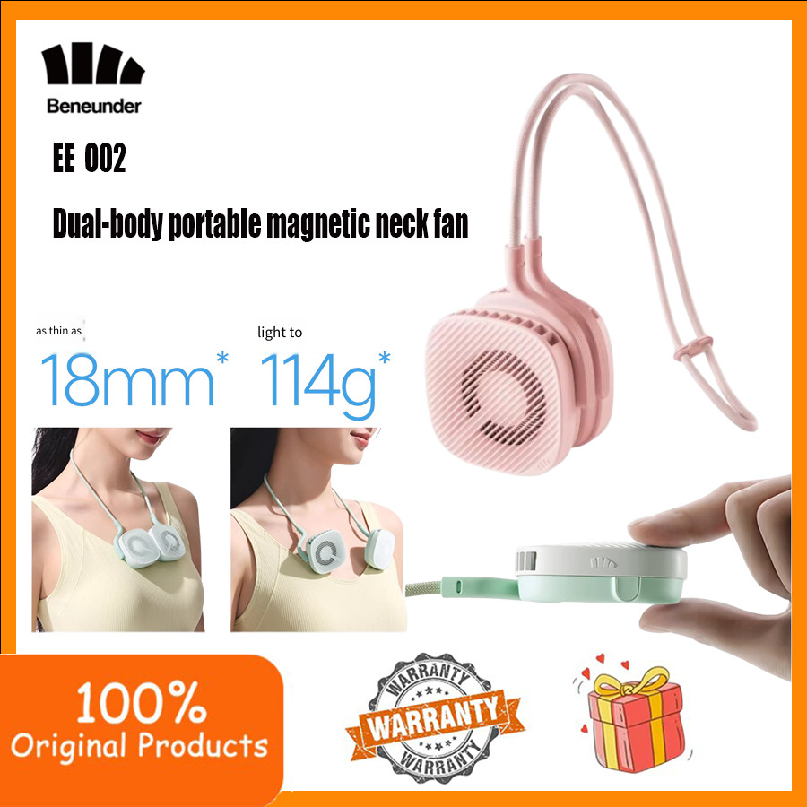 Neck Fan Dual Fan 8000RPM 110g พับได้ 18mm 4 ระดับ AI 46dB 10ชม Type-C Beneunder EE002 พัดลมคอ