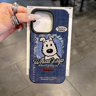 เคสหนังลายสุนัขคู่รักสุดเท่ ลายกระต่าย สีเทียนชินจังสำหรับ IPhone 16 11 13 15 12 14 Pro Max XR XS X Max 16 15 7 8 Plus