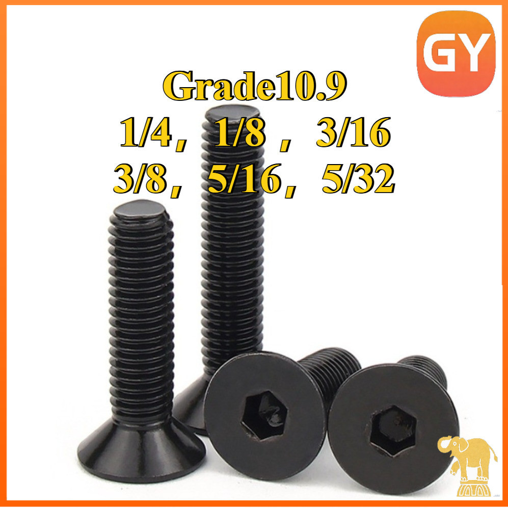 น็อต สกรู F+ 10.9 Grade เกลียวมิล หยาบ/ Flat Head Phillip Machine Screw US1/4, 1/8, 3/16, 3/8, 5/16,