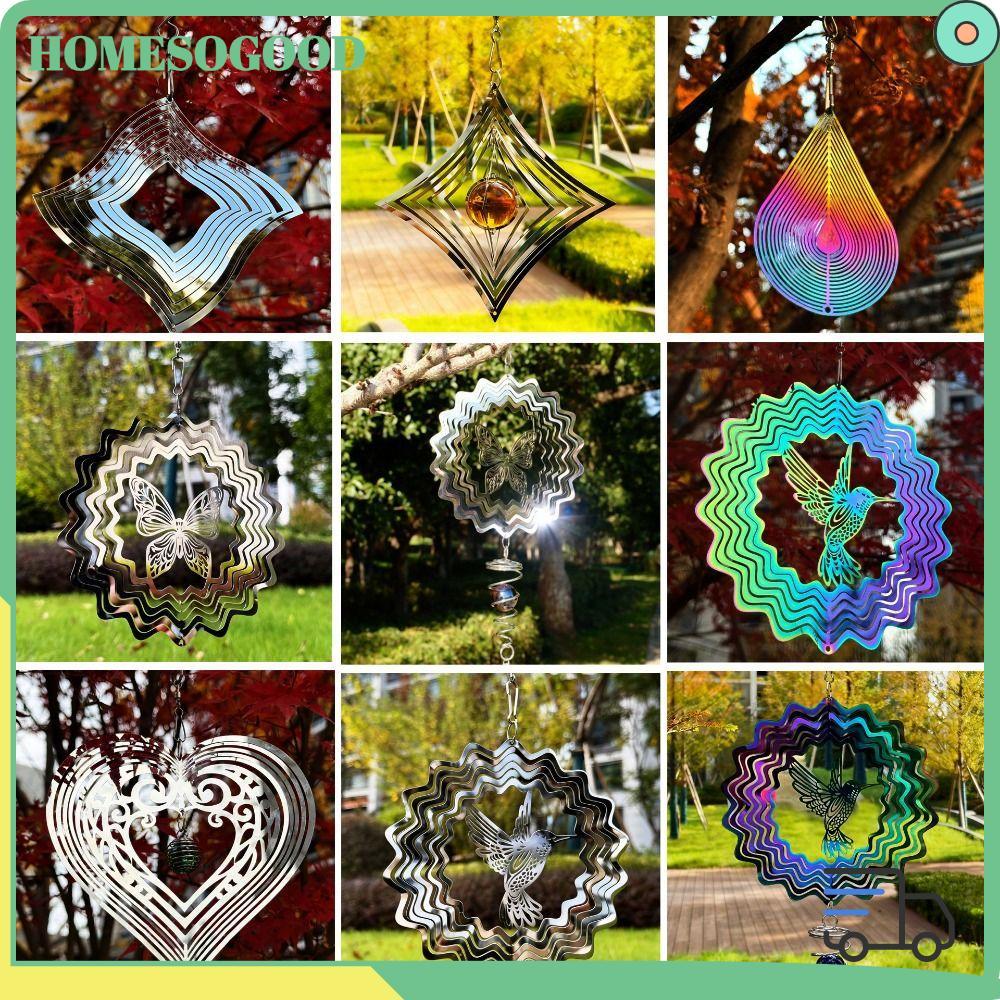 HOMESOGOOD Catcher แขวนตกแต่ง, 10 รูปแบบสแตนเลสไหล Wind Spinner,คุณภาพสูง 10/15 ซม.ลานกระจกสวนสายรุ้งกลางแจ้งระเบียงสวนผนังตกแต่ง