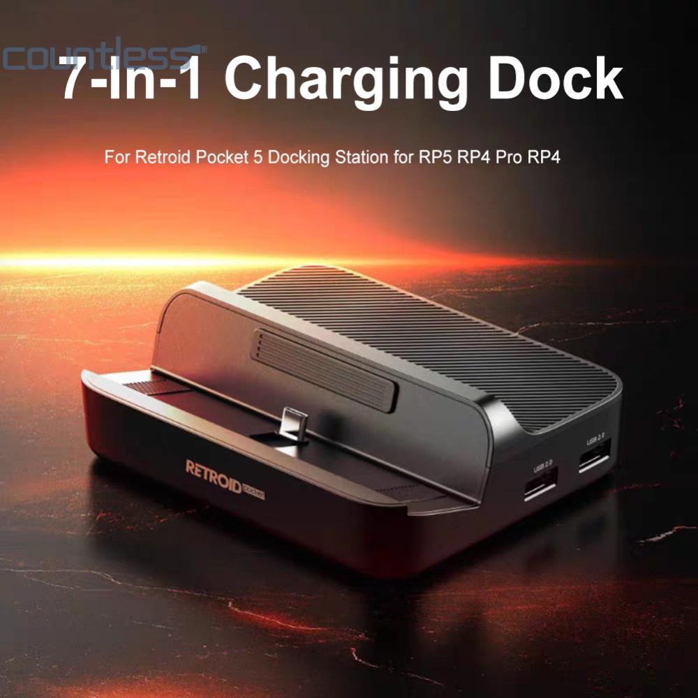 7 In 1 แท่นชาร์จสําหรับ Retroid Pocket 5 Charger Dock Station PD ชาร์จ HDMI-ใช้งานร่วมกับ 3 * USB3.0