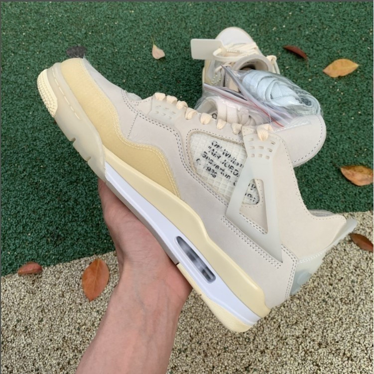 Off White Venta Hot Air Jordan 4 x Off Blanco AJ4 OW Blanco Vela รองเท้าบาสเก็ตบอลผู้ชาย CV9388 100 