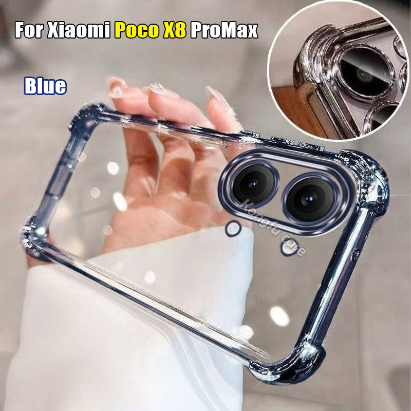 สีปลอกใสสําหรับ Xiaomi Poco X8 X7 X6 Pro Max 5G Electroplate TPU เคสโทรศัพท์ PocoX8 ProMax X8Pro Air กระเป๋าปลอกกันกระแทกป้องกัน Anti-fall Soft ฝาหลัง
