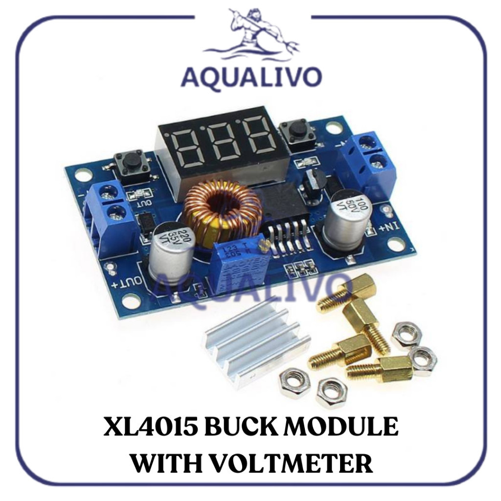 PYJAMANIA XL4015E จอแสดงผลปรับขั้นตอนลงโวลต์ DC 5A 75W โวลต์มิเตอร์ XL4015 ปุ่ม