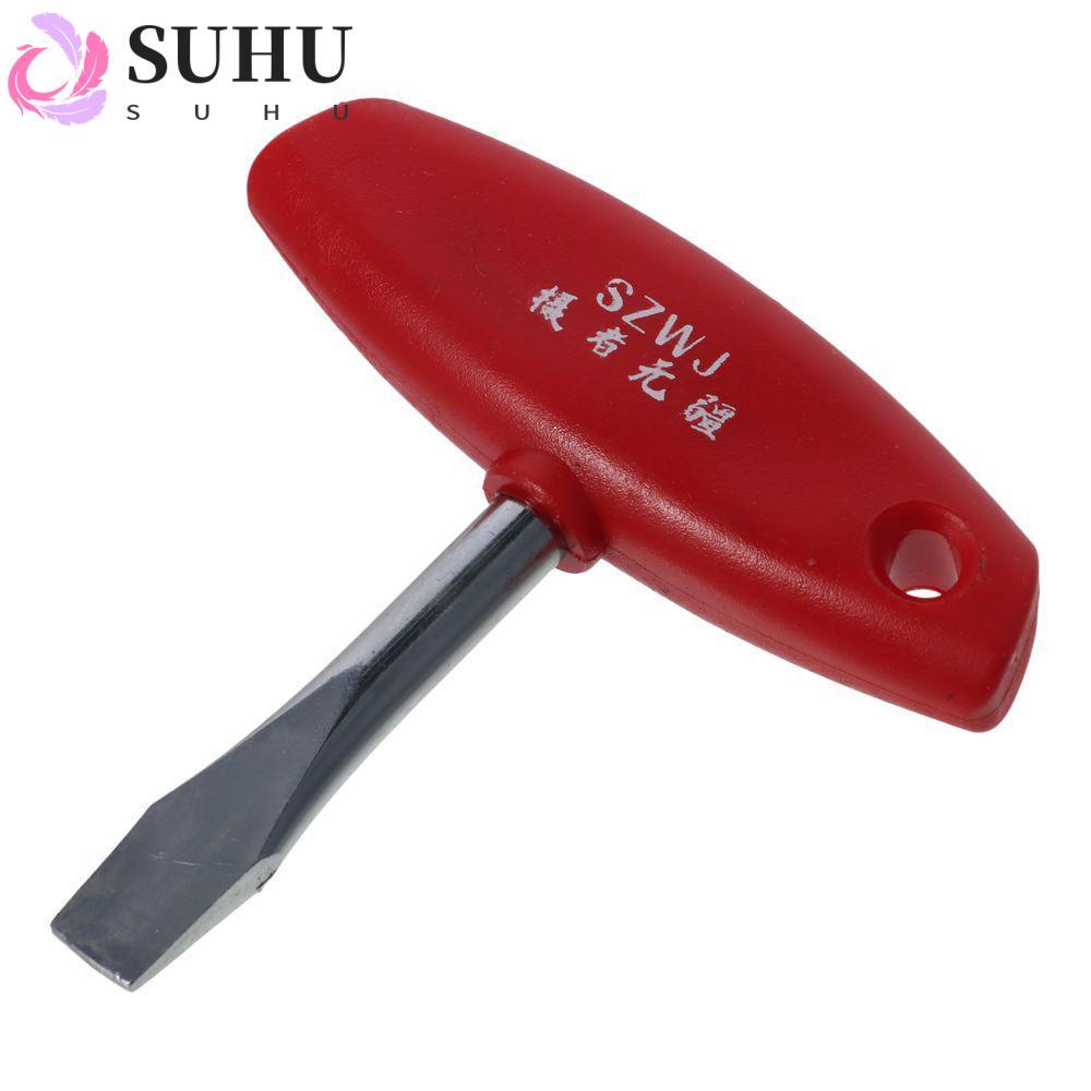 SUHU Slotted ไขควง, เหล็กคาร์บอน 3.78 นิ้ว T Handle, T-bar Grip ABS พลาสติกสีแดง T Bar ชุดฟิล์ม