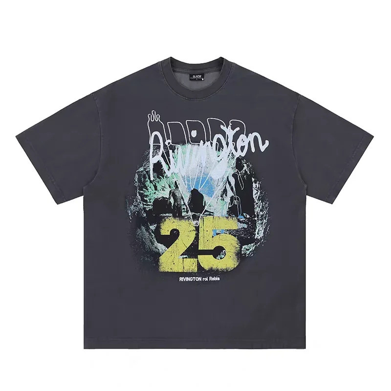 เสื้อยืดวินเทจ 25 พิมพ์ลายดิจิตอล RRR123 สำหรับผู้ชายและผู้หญิง เสื้อยืด RRR-123