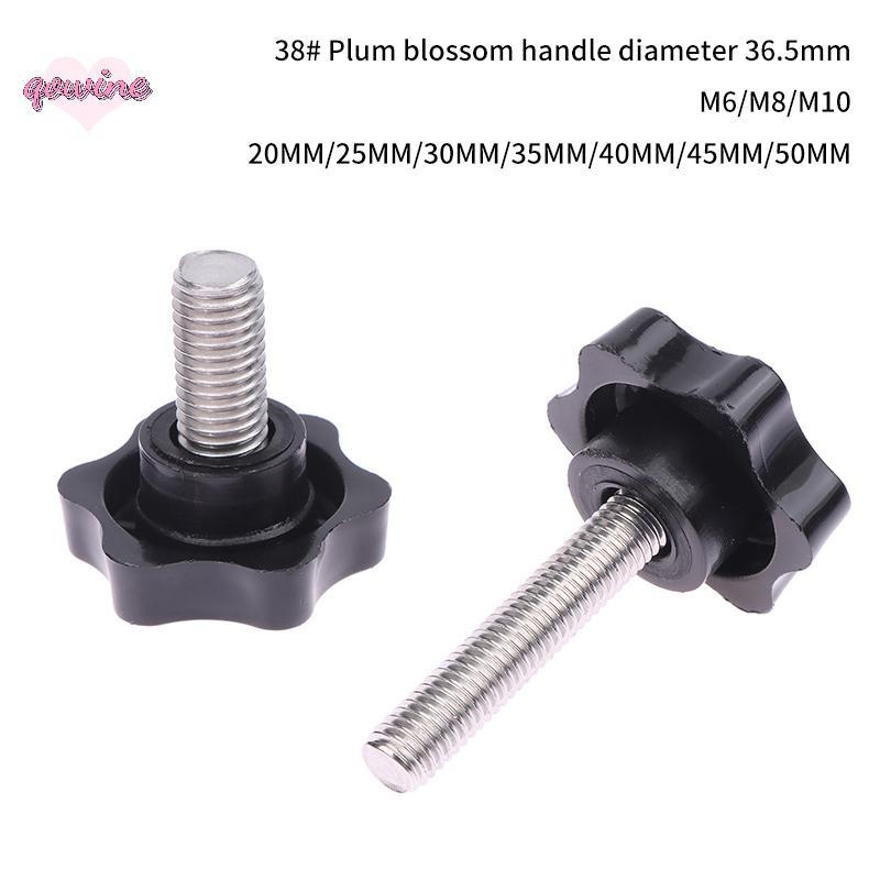 [qowine] อุปกรณ์อุตสาหกรรม 2 ชิ้น M6 M8 M10 38 # ด้าย Star Shaped Clamping Bolt Knob Bakelite พลาสติ