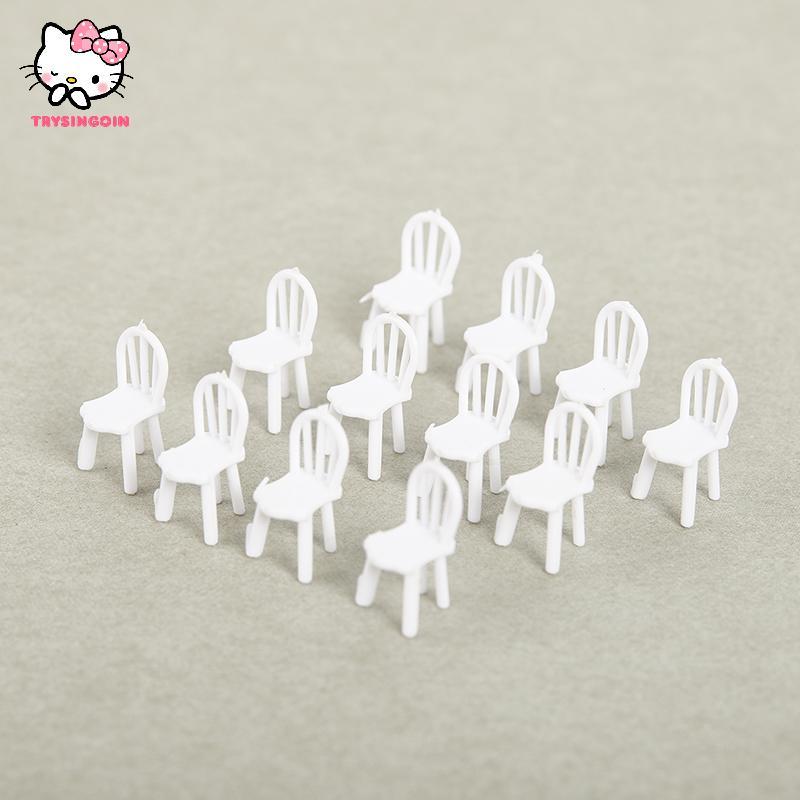 [trysingoin] 8/10 ชิ้น 1:75 Scale Dinning Miniature เก้าอี้รุ่น Mini Dollhouse เฟอร์นิเจอร์ตกแต่ง TH