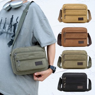 (w231) กระเป๋าข้าง ชายหญิง มี5ช่อง ผ้าแคนวาสแท้หนาทน