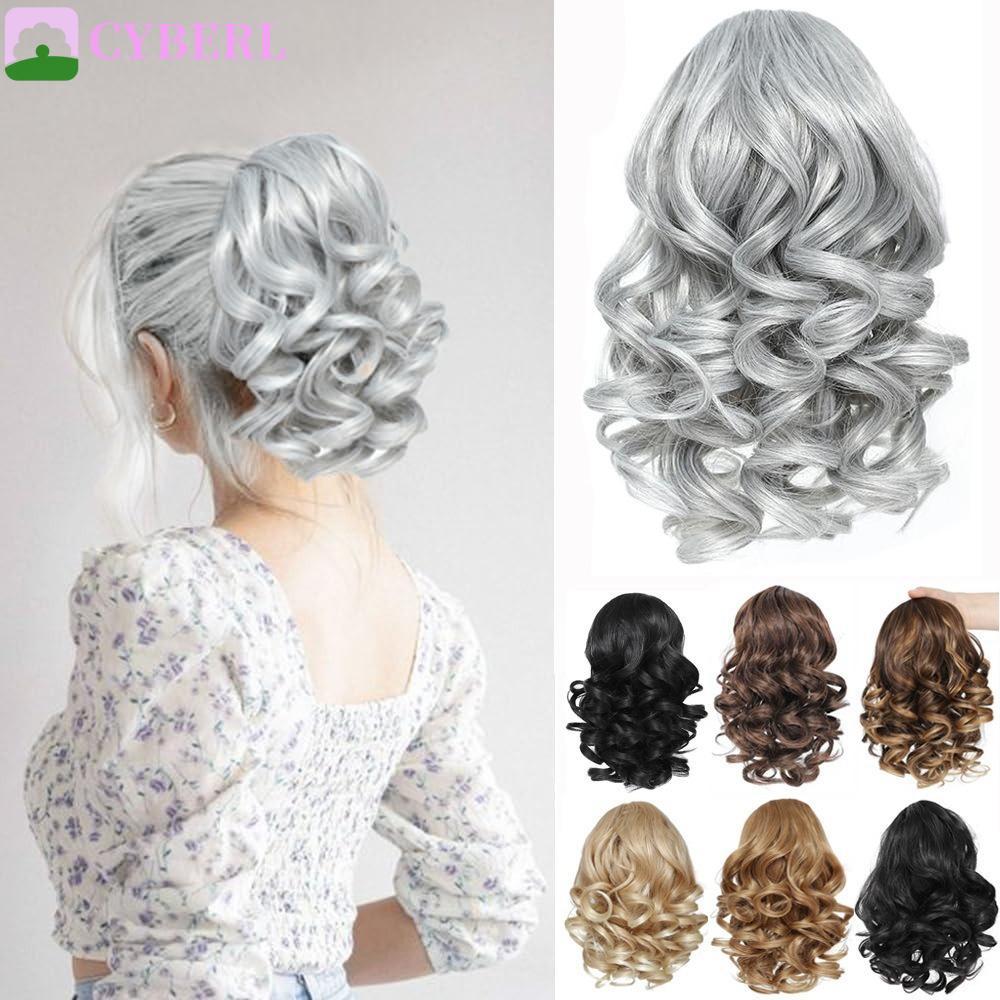 CYBERLINX Drawstring Ponytail Extensions หางม้าวิกผมคลื่นสั้น สำหรับผู้หญิง