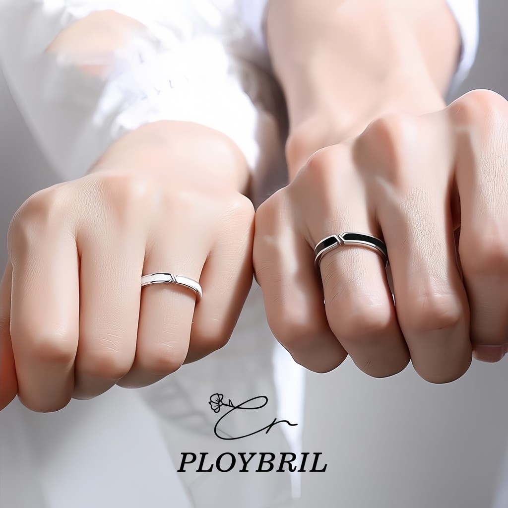 PLOYBRIL แหวน แหวนคู่ แหวนแฟชั่น แหวนเงินแท้ 925 แหวนปรับได้ แหวนผู้ชายผู้หญิง J007