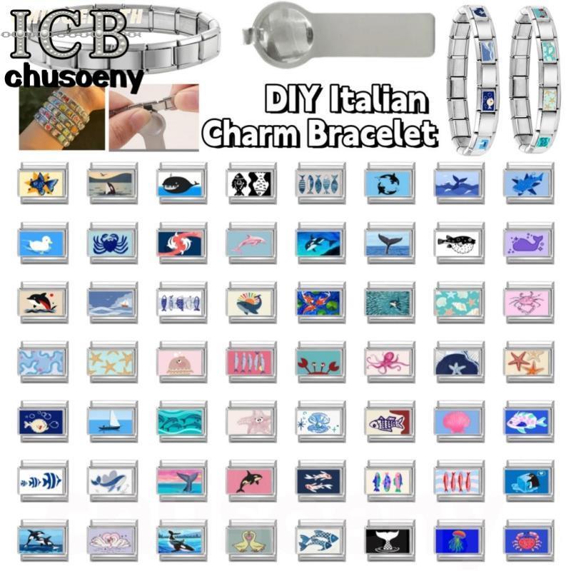 สร้อยข้อมือสแตนเลสสไตล์อิตาเลียน ขนาด 9 มม., DIY และตกแต่ง พร้อม charm สำหรับเครื่องประดับ