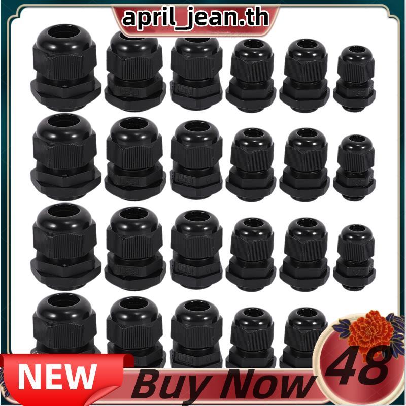 24 ชิ้นพลาสติกกันน้ําปรับได้ 3.5 - 13 มม. สายเคเบิลข้อต่อ Gland, PG7, PG9, PG11, PG13.5, PG16, แพ็ค 