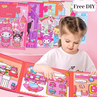 GeeToy การ์ตูนขนาดใหญ่แม่เหล็กหนังสือที่เงียบสงบ DIY กระดาษบ้านตุ๊กตาแต่งตัวสติกเกอร์ของเล่นเพื่อการศึกษาสําหรับของขวัญเด็ก