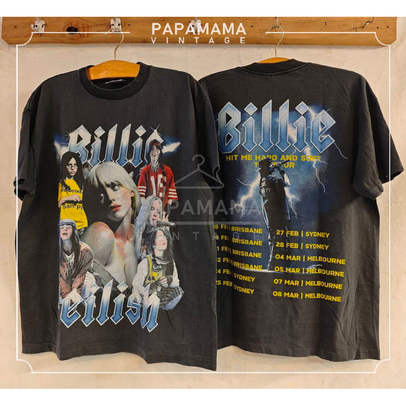 Billie Eilish Australia Tour Bio Washed เสื้อทัวร์ เสื้อวินเทจ papamama vintage shirt