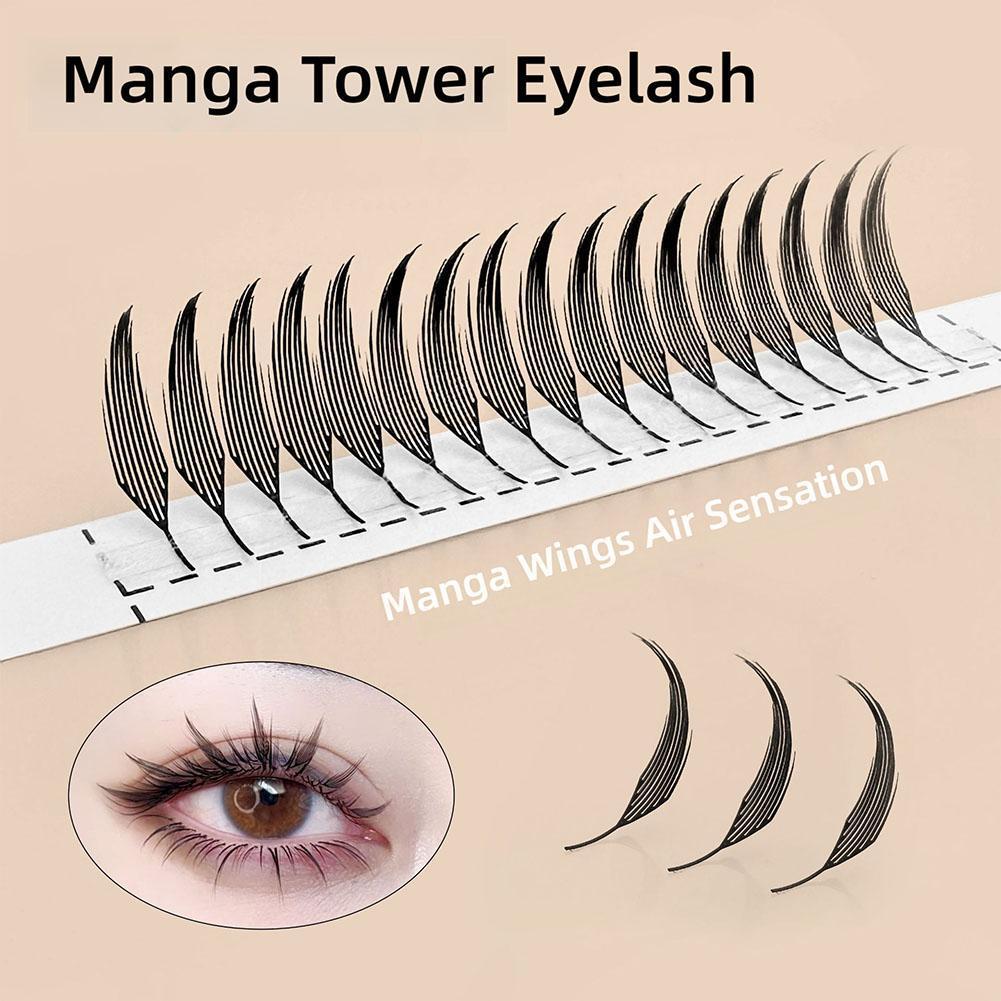 Manga Tower Tip Eyelash Extensions เสื้อกันฝนแบบไม่มีแปรงขนตาความงาม Feather Single M6h6