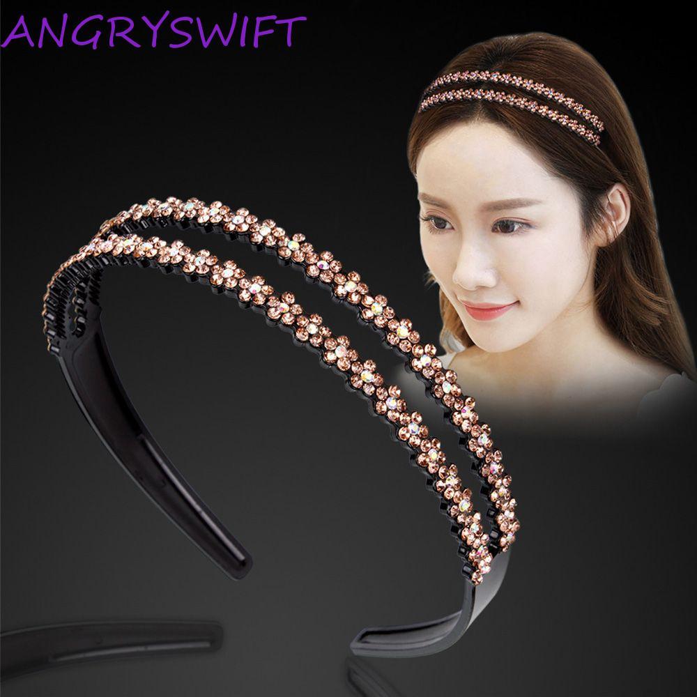 ที่คาดผม ANGRYSWIFT สไตล์เกาหลี ออกแบบเรียบง่าย มีระบบกันลื่นและประดับด้วยคริสตัลดouble row