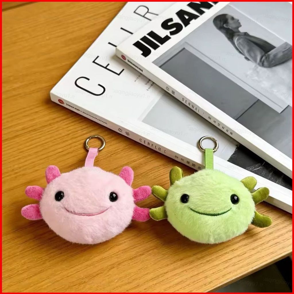 HQ น่ารัก Axolotl พวงกุญแจตุ๊กตาปุยสีพาสเทลยัดไส้ของเล่น Plushie กระเป๋า Charm