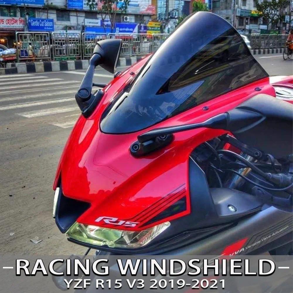 รถจักรยานยนต์กีฬาแข่งกระจกหน้ารถ Deflector Visor Viser สำหรับ YZF R15 V3.0 2019 2020 2021 YZF-R15 V3