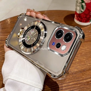 VIVOV70 2026 กันกระแทกปลอกอ่อนสําหรับ Vivo V70 Elite FE V 70 V70Elite V70Fe V70Lite 4G 5G Clear Jelly Case Stand Holder หนาถุงลมนิรภัยกันชนฝาครอบโทรศัพท์แม่เหล็ก