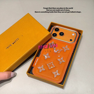 New Luxury High-end Luxury High-quality Leather Inlaid with Diamond Phone Case for IPhone 17 Pro Max 17 Air 16 Plus 15 14 13 Shockproof Protect Casing L-V with Box