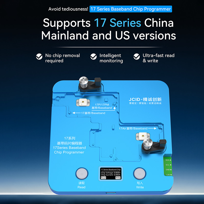 JCID JC แบบบูรณาการชิปโปรแกรมเมอร์ Baseband Logic Intel Qualcomm EEPROM สําหรับ iPhone 15 16 17 PM L