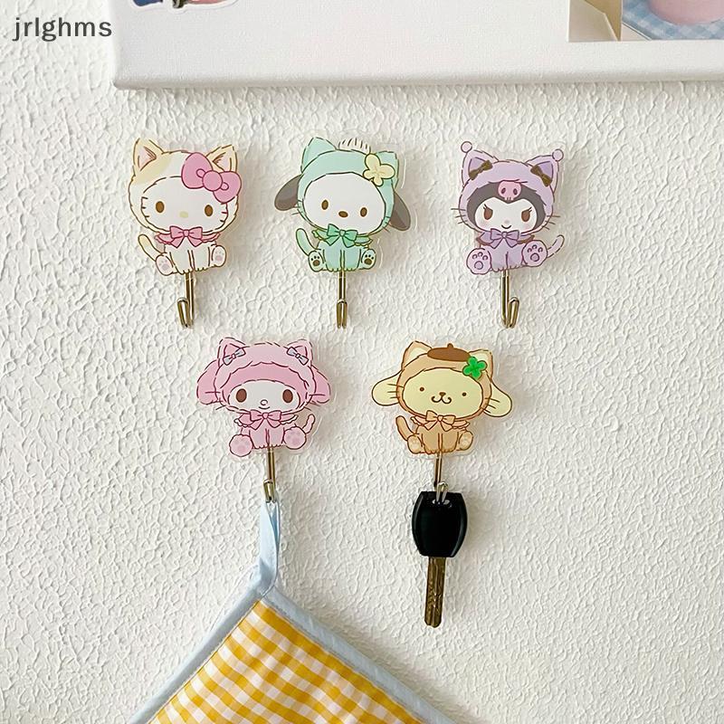 Jrlghms น่ารัก Hello Kitty Hook การ์ตูน Sanrio น่ารักหอพักห้องน้ำห้องครัวแขวนเสื้อผ้าอะนิเมะตะขอเหนียวตกแต่งห้อง th