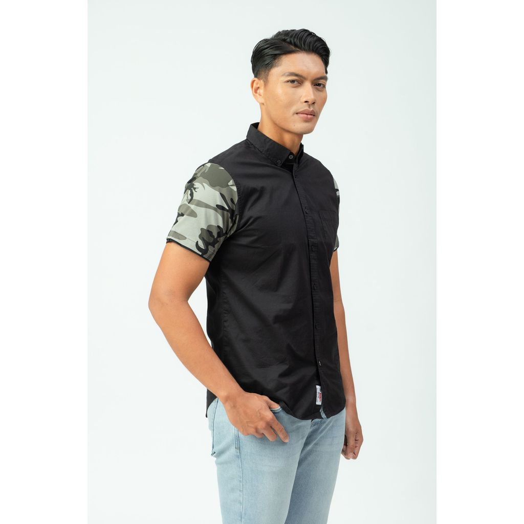 DAPPER เสื้อเชิ้ตติดกระดุม Black Army Casual Slim Fit - TX8549P