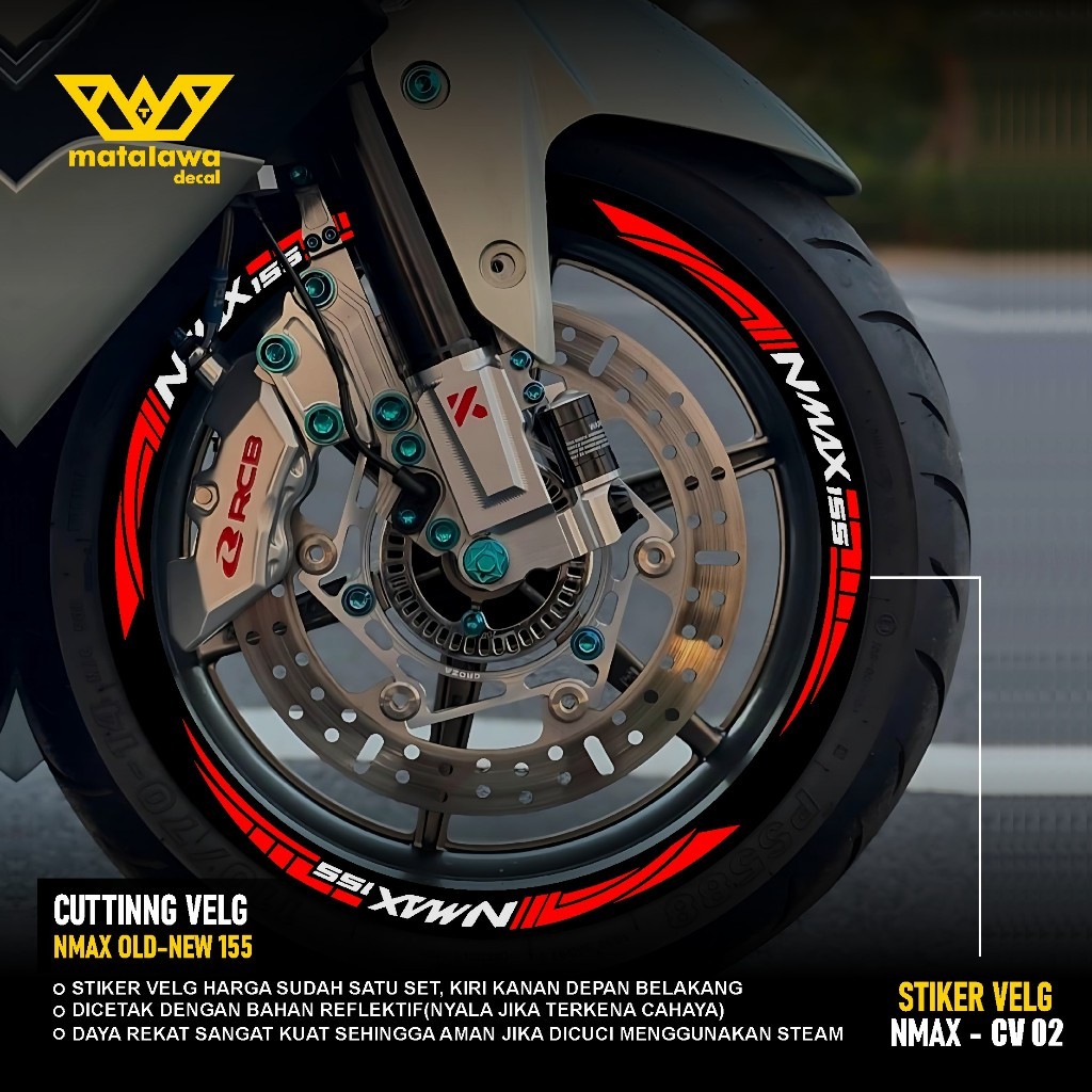 PREMIUM FRONT REAR RIMS สติ๊กเกอร์ตัดขอบ NMAX 155 แหวน R13 การเปลี่ยนแปลง สติ๊กเกอร์ catting yamaha 