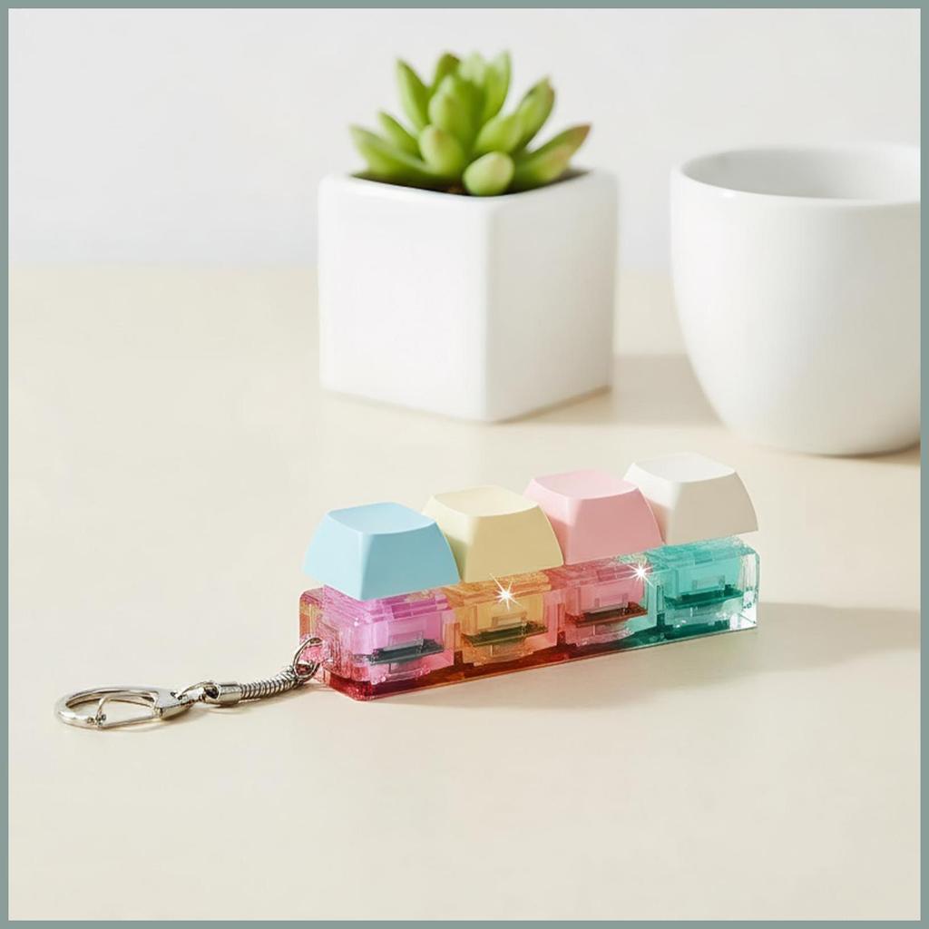 คีย์บอร์ด Clicker Fidget ปุ่มนิ้ว 4-in-1 พร้อมไฟ LED Keycap Fidget สําหรับผู้หญิงผู้ชายการประชุมทางโ