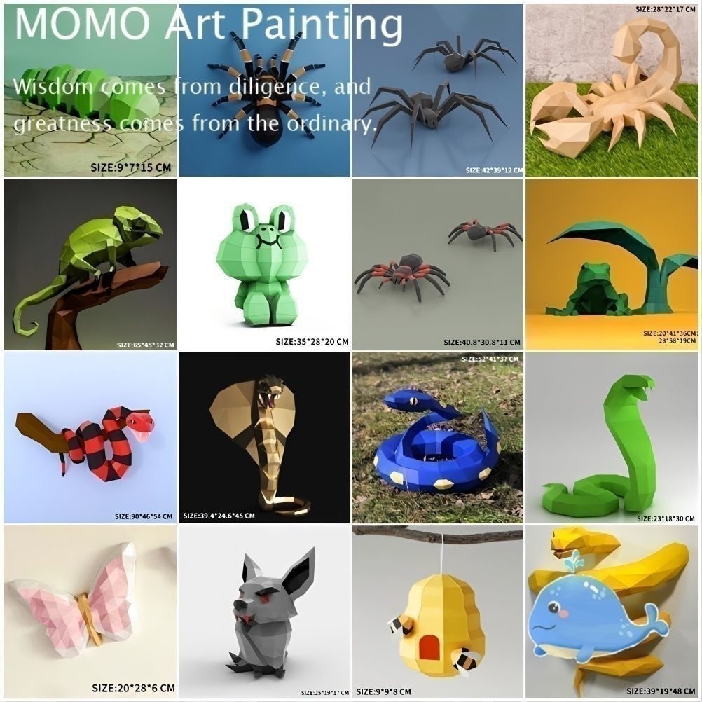 MOMO กระดาษสร้างสรรค์สามมิติกระดาษรุ่นสัตว์เลื้อยคลานแมลงกระดาษทําด้วยมือ Origami DIY รุ่นสร้างสรรค์ของเล่นรุ่น D6 ราคา ถูกที่สุด ดีลบีเคเค