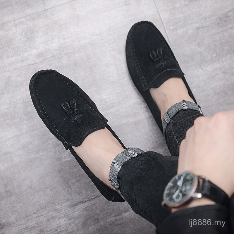 2026 Slip On Suede Leather Black Shoes Men Driving Shoes Low-Top Loafer E8JP F8HV