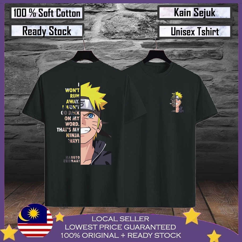 CODPremium CottonNaruto Series Men T เสื้อ 100% Cotton Baju T เสื้อผู้ชาย Baju Viral Lelaki Baju per