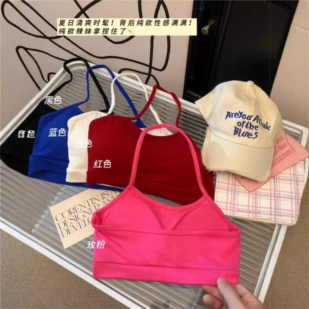 ด้านบนเอวเสื้อกั๊กสั้นวันหยุดสวมใส่ด้านนอกริมทะเลแขวนSuspendersเกาหลีคอHalterพับฤดูร้อนหน้าอกวันหยุด