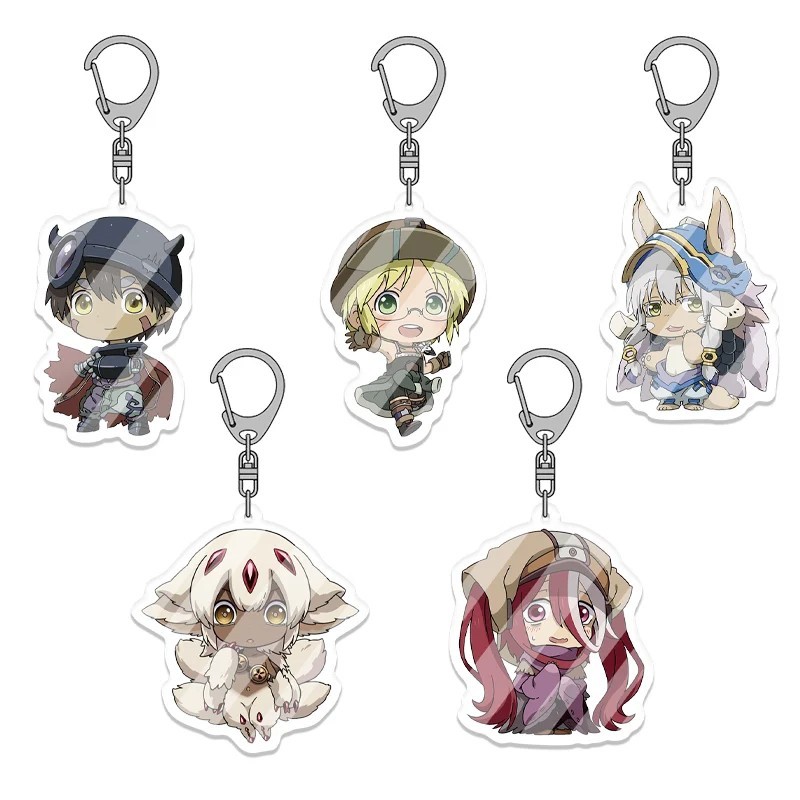 Made in Abyss mica พวงกุญแจอะคริลิคพิมพ์ Riko Nanachi Faputa อะนิเมะ chibi ถุงของขวัญอุปกรณ์ตกแต่ง