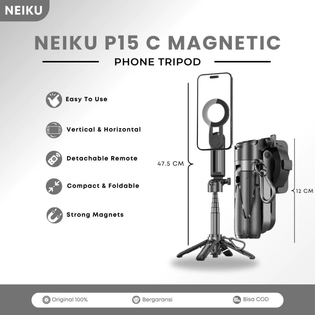 NEIKU P15 MINI C MAGNETIC Magsafe คลิปขาตั้งกล้องแหนบ Selfie Stick ระยะไกล BT บลูทูธแบบพกพาขนาดเล็กข