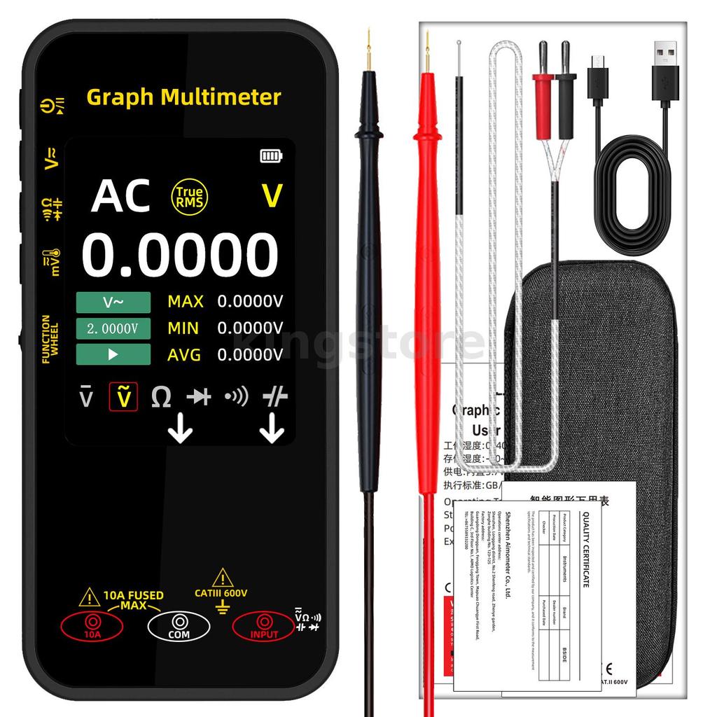 BSIDE S500 สมาร์ทกราฟิกมัลติมิเตอร์ 3.2 นิ้วหน้าจอ TFT 1000V DC AC แรงดันไฟฟ้า 10A Current ความแม่นยําสูงเครื่องทดสอบแบบพกพาเครื่องมือวัดไฟฟ้า