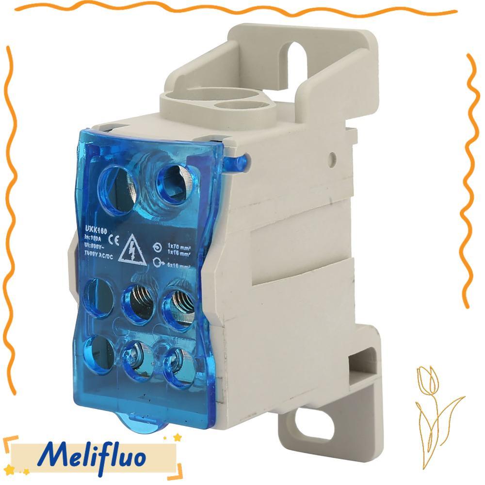 MELIFLUO UKK160 DIN Rail Terminal Block Box, 690V Blue Distribution Box, ทนทานติดตั้งง่าย 160A สายไฟ