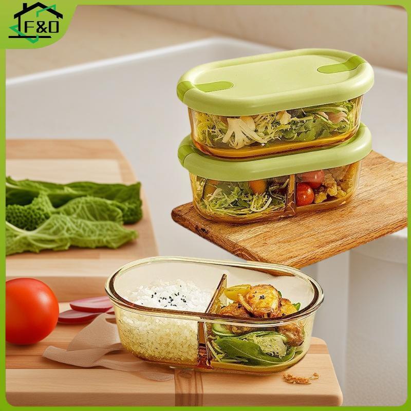 F&O กล่องอาหารกลางวันแก้วไมโครเวฟสําหรับพนักงานออฟฟิศแยกกล่องอาหารกลางวันทนความร้อนชามปิดผนึกและ Kep